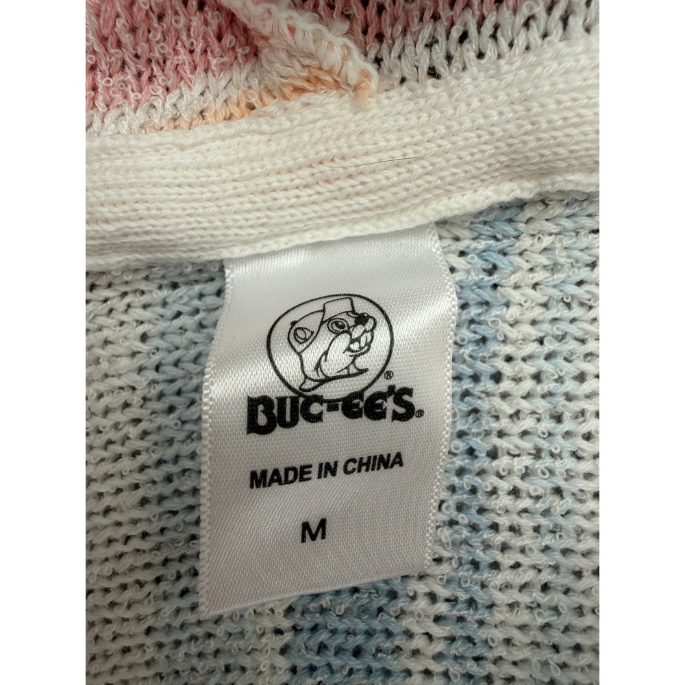 Buc-ee's Womens Pastel Striped Knit Hoodie Sweater V-Neck Medium - Picture 5 of 9